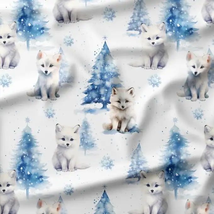 Tessuto di cotone stampato Volpe Polare – Bambini – Certificato Oeko-Tex®