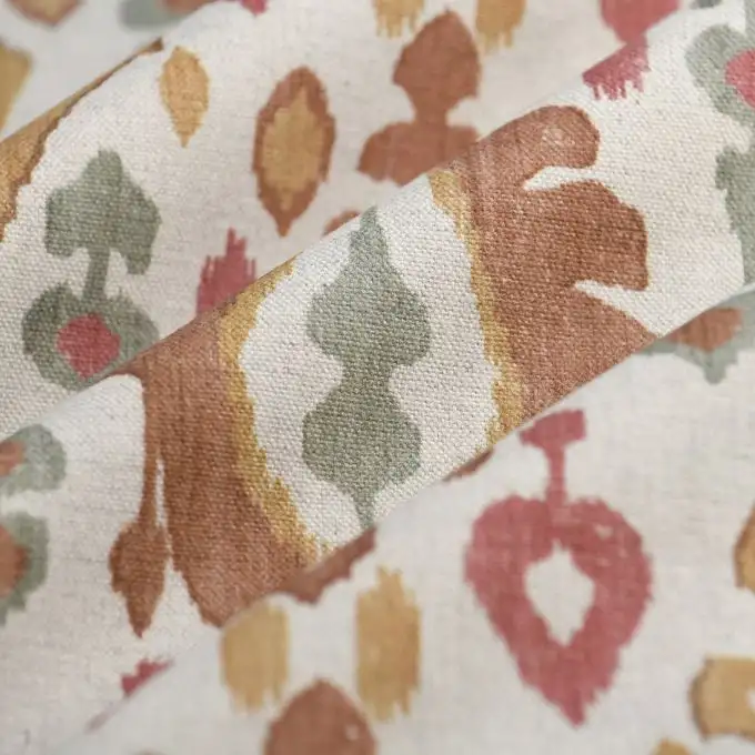 Tessuto bachette lino cotone Ikat ocra