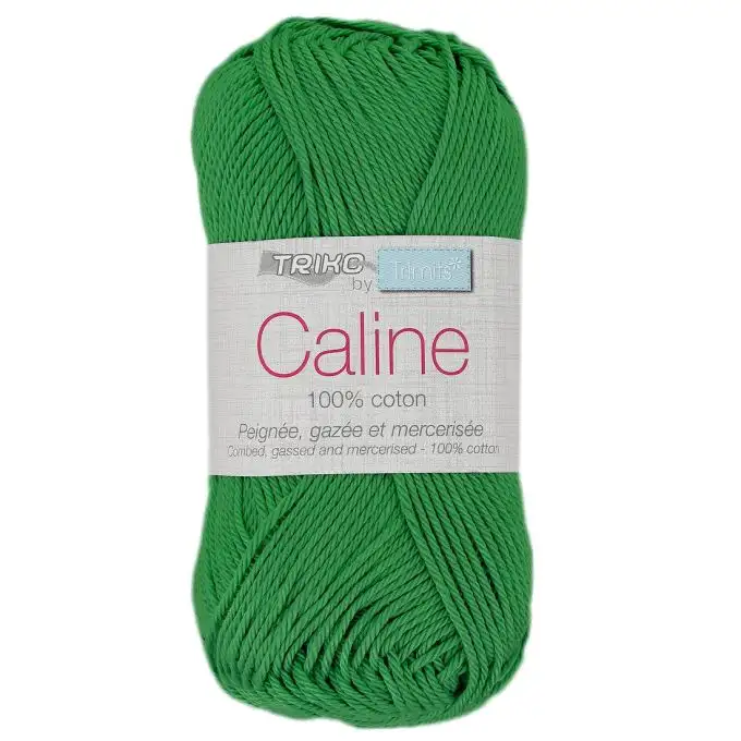 Palla di filato Caline 50g 100% cotone mercerizzato - Col. 136 Verde brillante