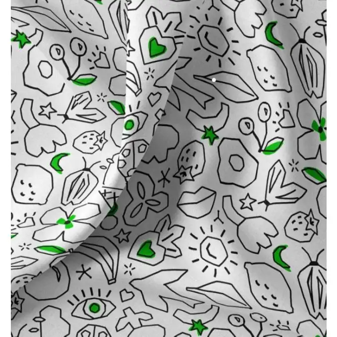 Tessuto cretonne stampato frutta estiva da colorare bianco