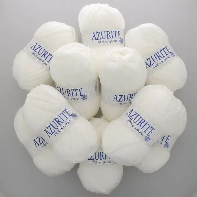 Set di 10 gomitoli di filato Azurite 50g 100% acrilico - Col. 0501 Bianco
