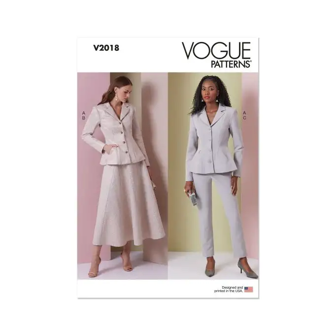 Modello Vogue V2018D5 Donna Completo giacca gonna pantaloni 32 a 40
