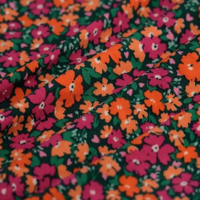 Tessuto jersey poliestere elastan giardino multicolore verde