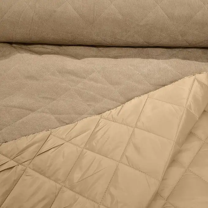 Tessuto trapuntato in velluto a coste idrorepellente ecru