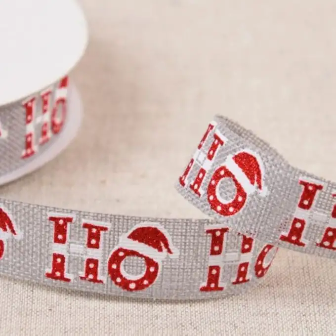 Nastro di Natale Ho Ho grigio 16 mm