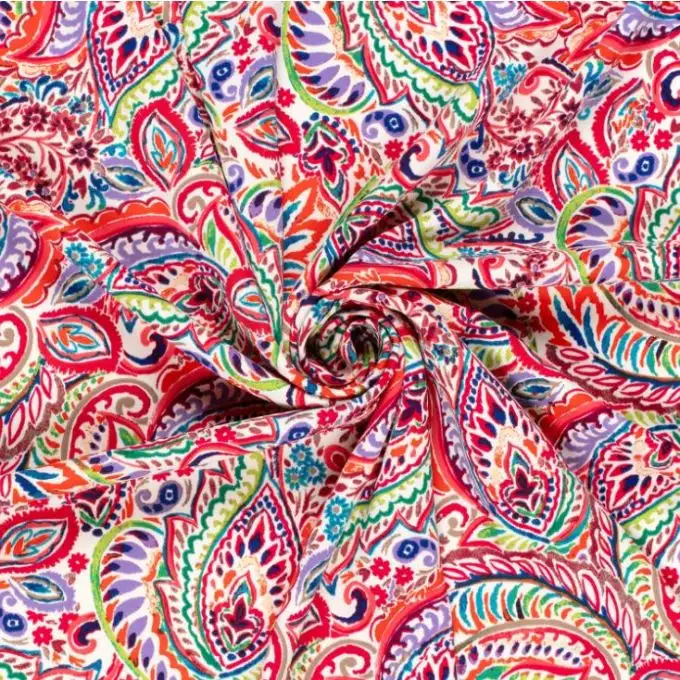 Tessuto crepe poliestere pesante elastan esotico multicolore