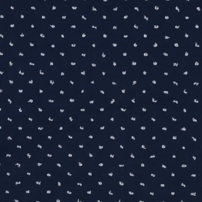 Tessuto voile di cotone plumetis bicolore blu navy e ecru