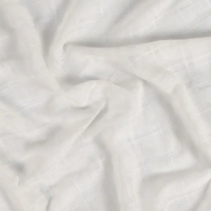 Tessuto voile effetto quadri ecru grande larghezza