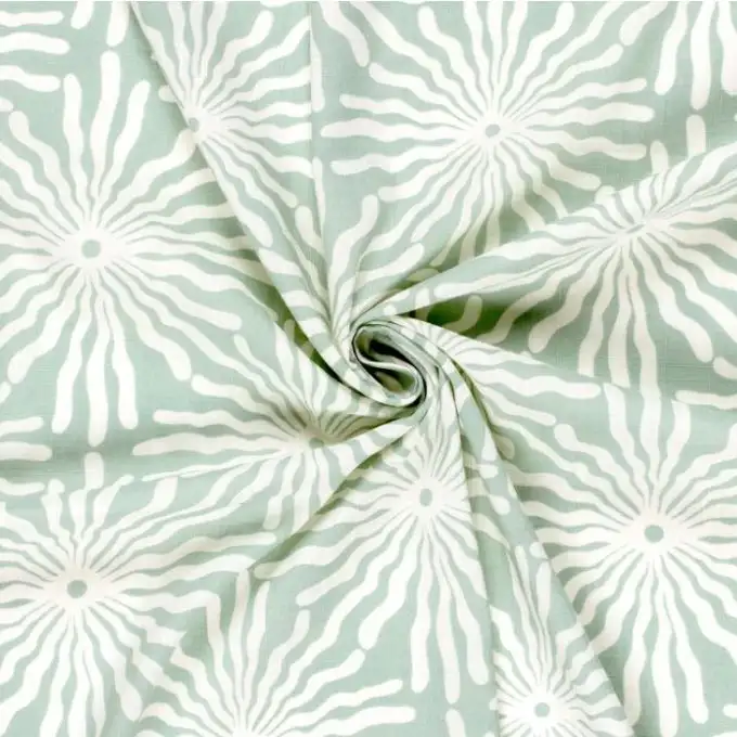 Tessuto cotone viscosa maxi sole ecru salvia