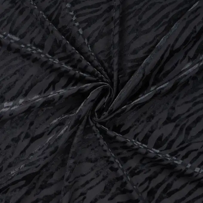 Tessuto velluto dévoré stampato zebra nero