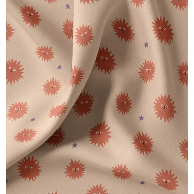 Tessuto cretonne stampato sole mistico rosa