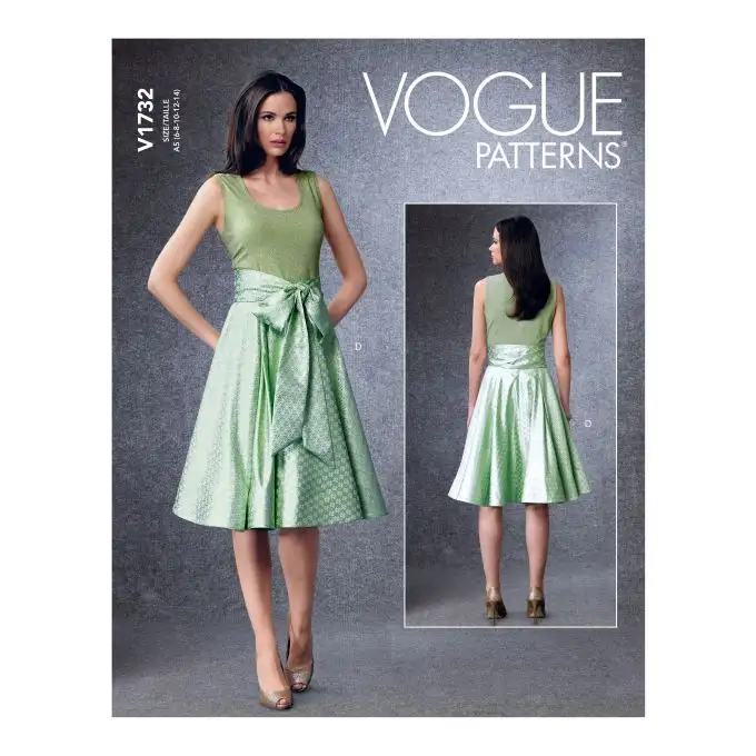 Patron Vogue 1732A5 gonna svasata con cintura in tessuto dalla 34 alla 42