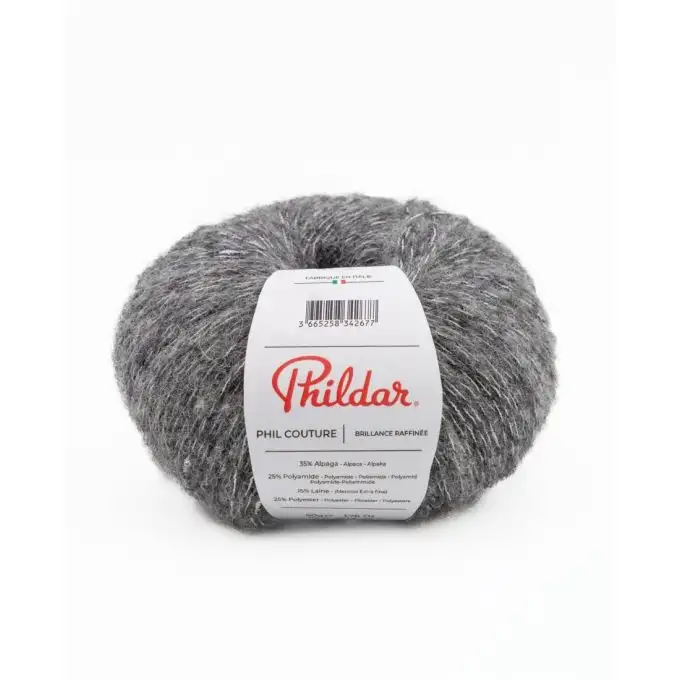 Pelota di filato per maglieria Couture grigio mélange scuro - Phildar