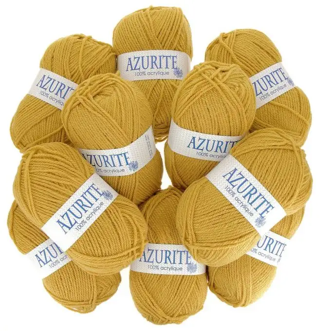 Set di 10 gomitoli di filato Azurite 50g 100% acrilico - Col. 23245 Senape