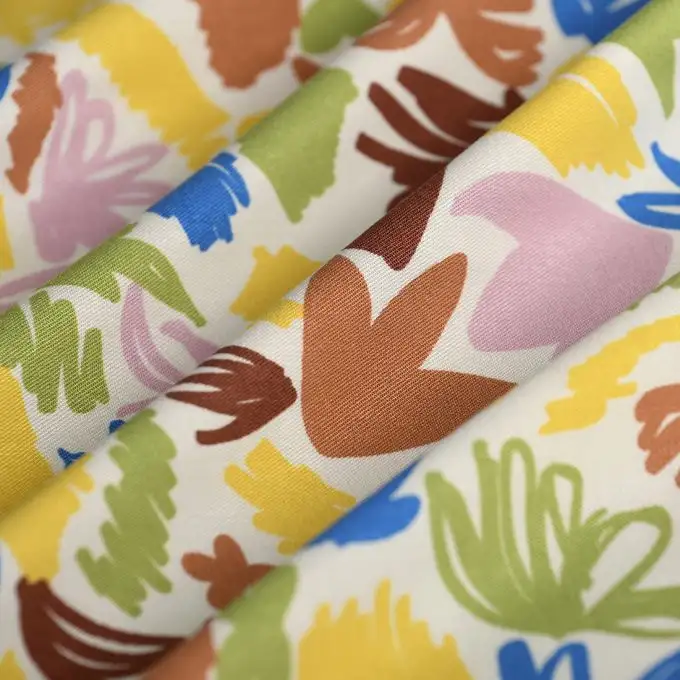 Tessuto twill viscosa ecovero floreale vivace