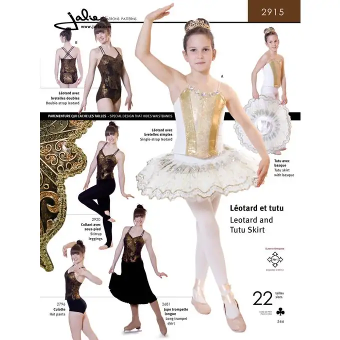 Cartamodello Jalie 2915 body danza tutu bambino adulto