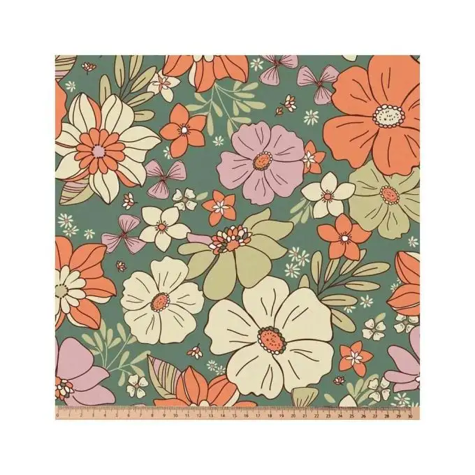 Tessuto cotone fiori grandi