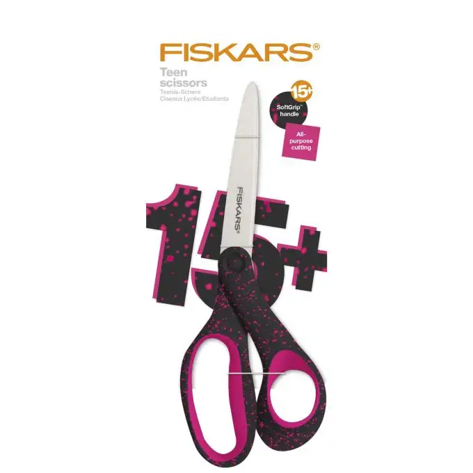 Forbici studente softgrip 20 cm rosa maculato - Fiskars