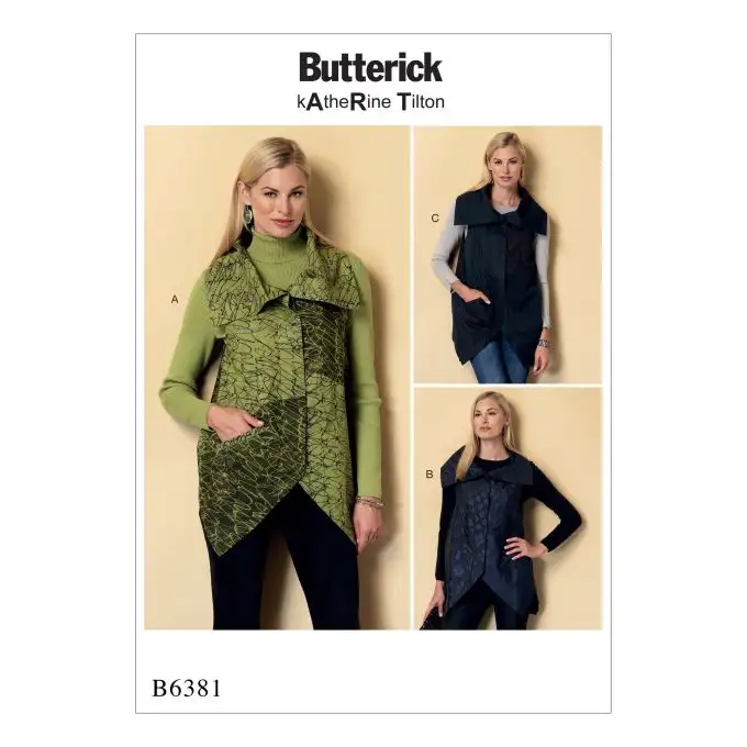 Patron Butterick 6381Y - Gilet con inserto da 32 a 42