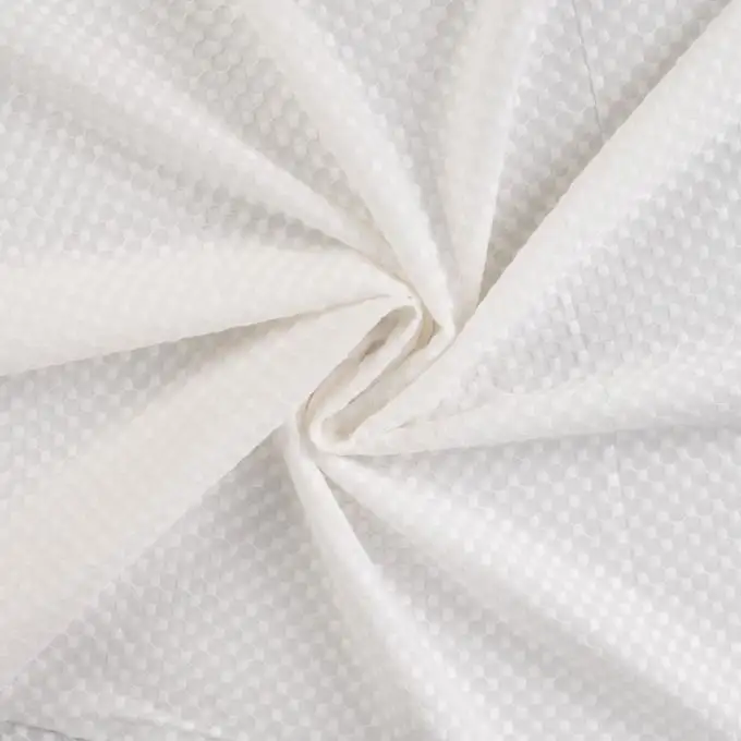 Tessuto ricamo inglese cotone mini alveolo pois ecru