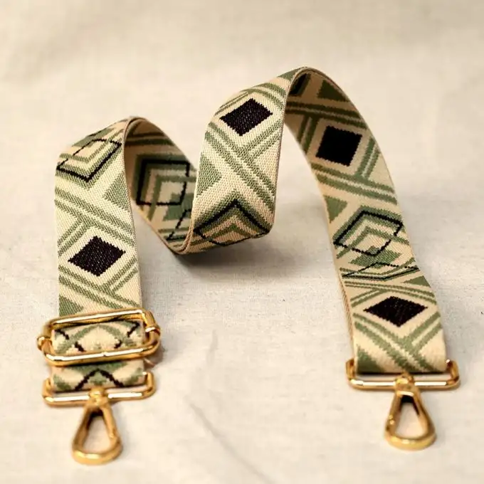 Bretelle a tracolla rombo verde e ecru 40 x 140 cm