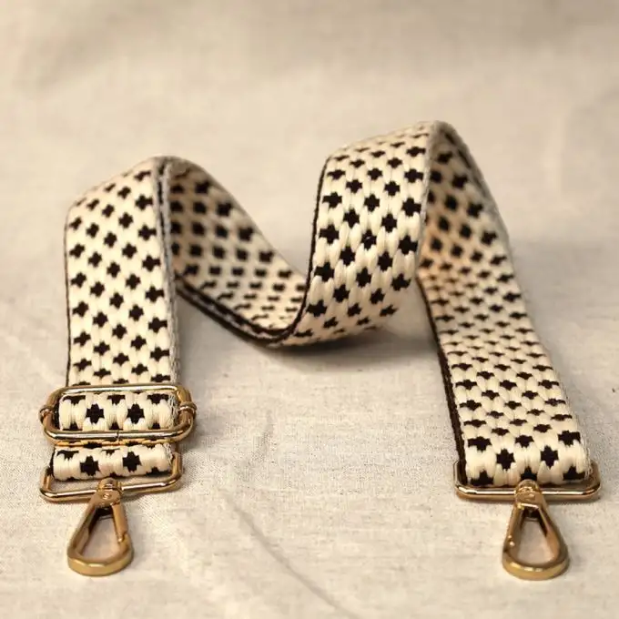 Borsa a tracolla effetto trapuntato bianco e nero 40 x 140 cm