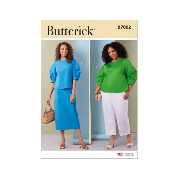 Modello Butterick B7002BB Donna Top maniche a sbuffo dalla 48 alla 56