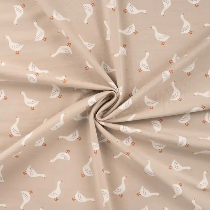 Maglia jersey cotone stampata oca beige