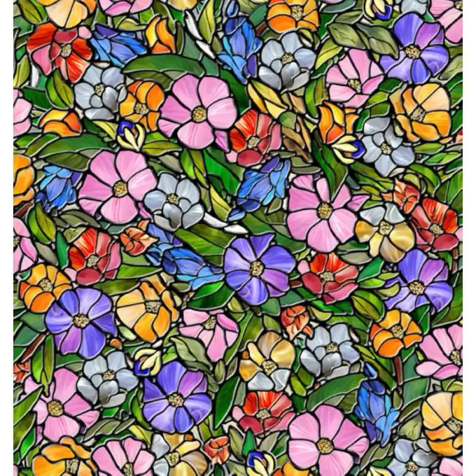 Tessuto patchwork vetro colorato floreale