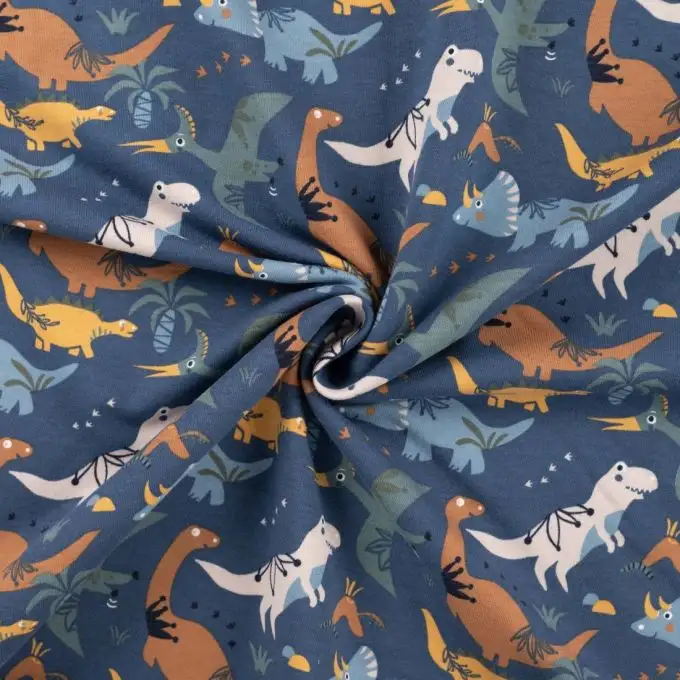 Maglione french terry stampato dinos blu