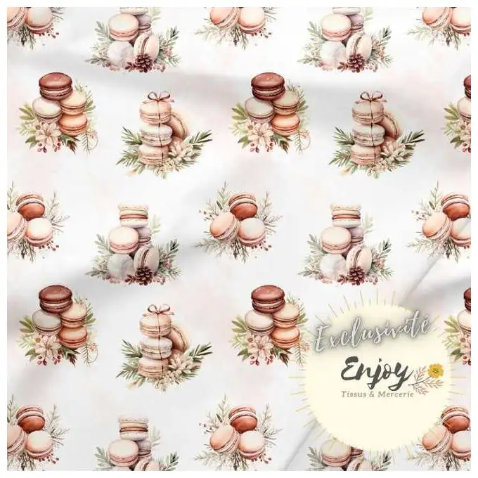 Tessuto Jersey Fantasia Macarons Beige venduto al metro