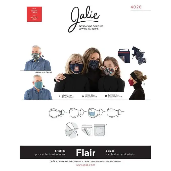 Modello Jalie 4026 Flair maschera pochette bambino adulto