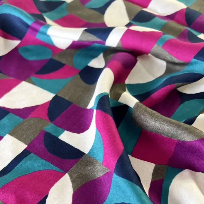 Tessuto satin di viscosa Néo Pop - My Dress Made