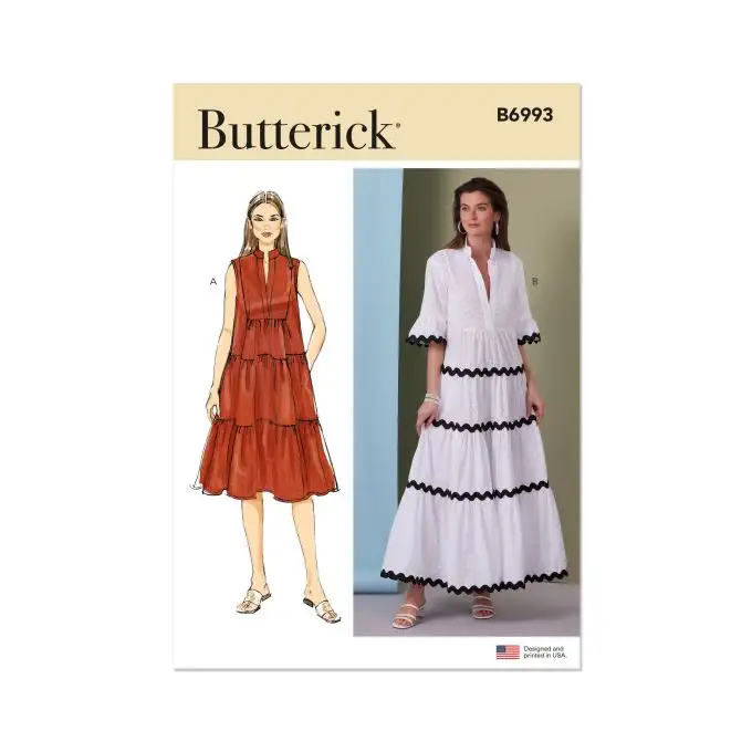 Modello Butterick B6993Y5 Donna Abito ampio collo alto dalla 46 alla 54