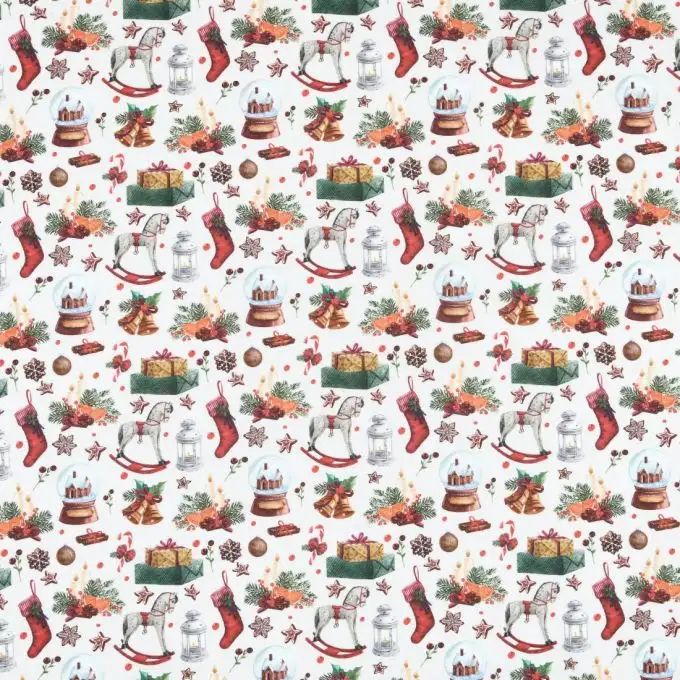 Tessuto di cotone natalizio stampato giocattoli a gogo