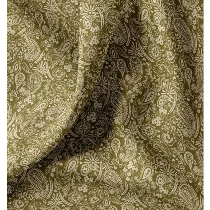 Tessuto rivestito arabesco fiorito verde