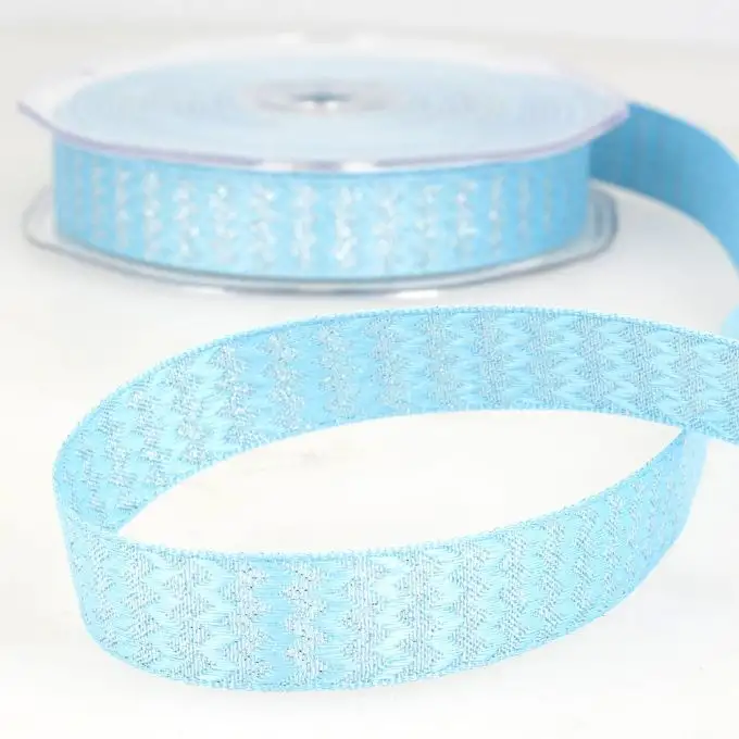 Nastro zig zag blu e argento 25 mm