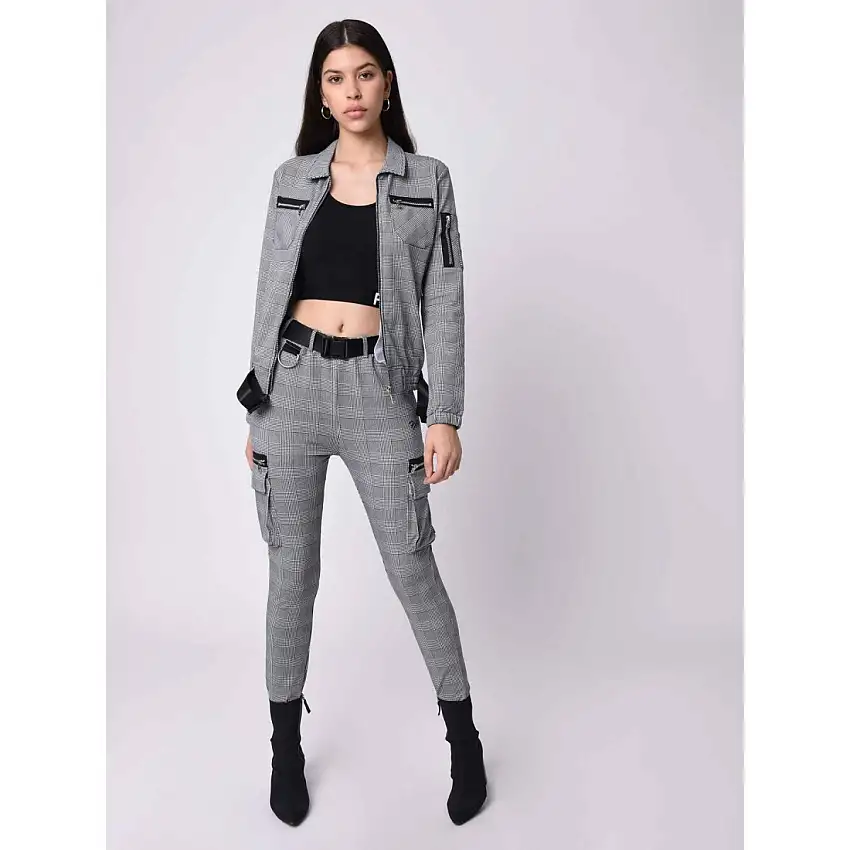Pantaloni a quadri da donna con cerniera Project X Paris