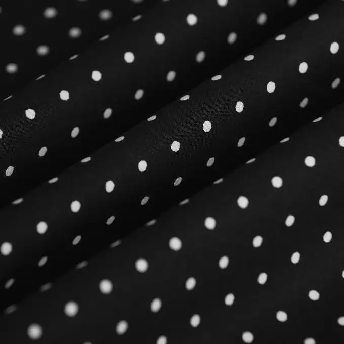 Tessuto popeline cotone pois bianco nero