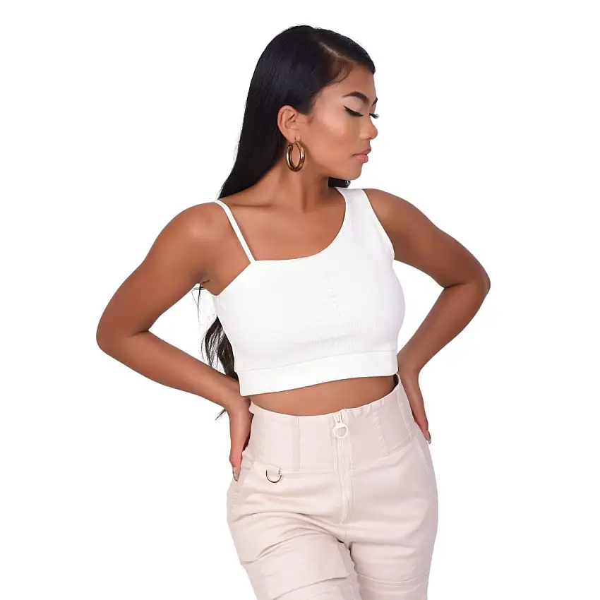 Top asimmetrico da donna con logo ricamato Project X Paris