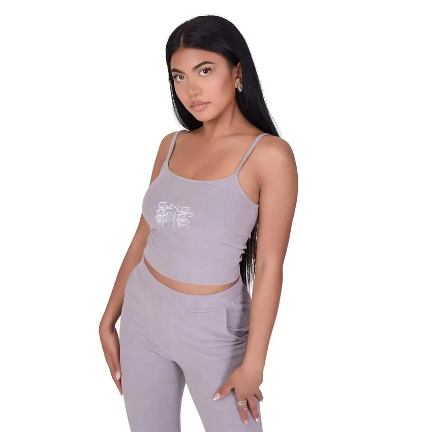 T-shirt donna con triplo logo a costine sottili Project X Paris