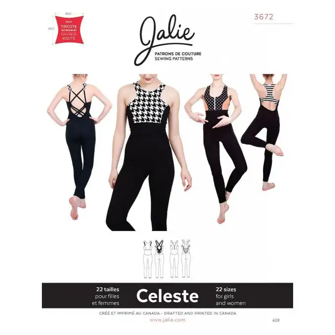 Modello Jalie 3672 Celeste tuta danza schiena aperta bambino adulto