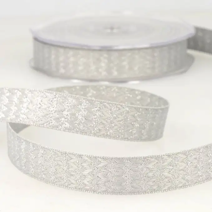 Nastro zig zag grigio e argento 38 mm