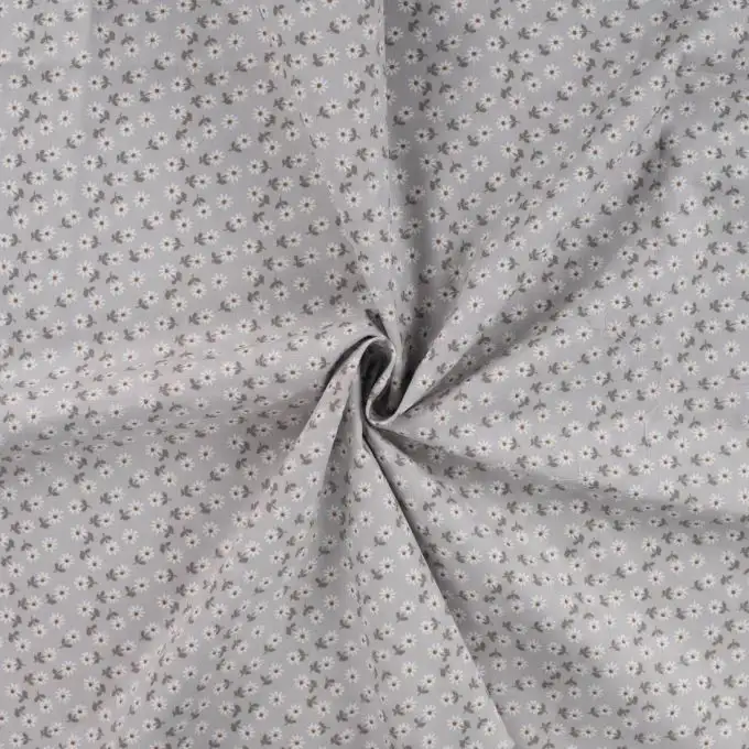 Tessuto popeline di cotone stampato fiorellini beige