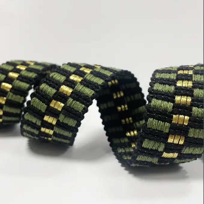 Cinghia damier lurex kaki 30mm