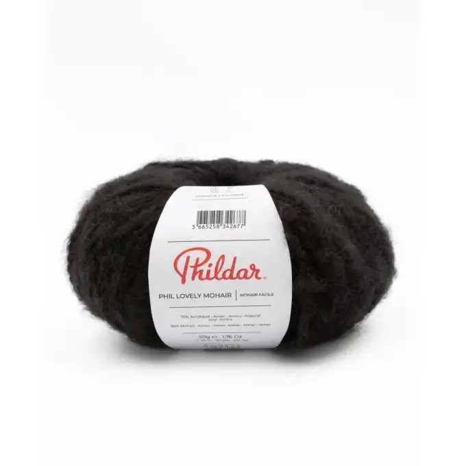 Gomitolo di filato per maglieria Phildar Lovely Mohair nero