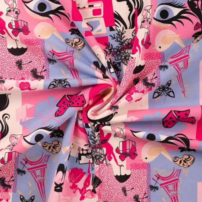 Maglione felpato stampato Parigi rosa