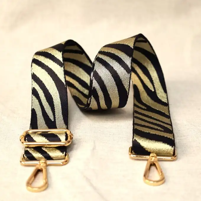 Borsa a tracolla motivo zebra filo dorato 40 x 140 cm