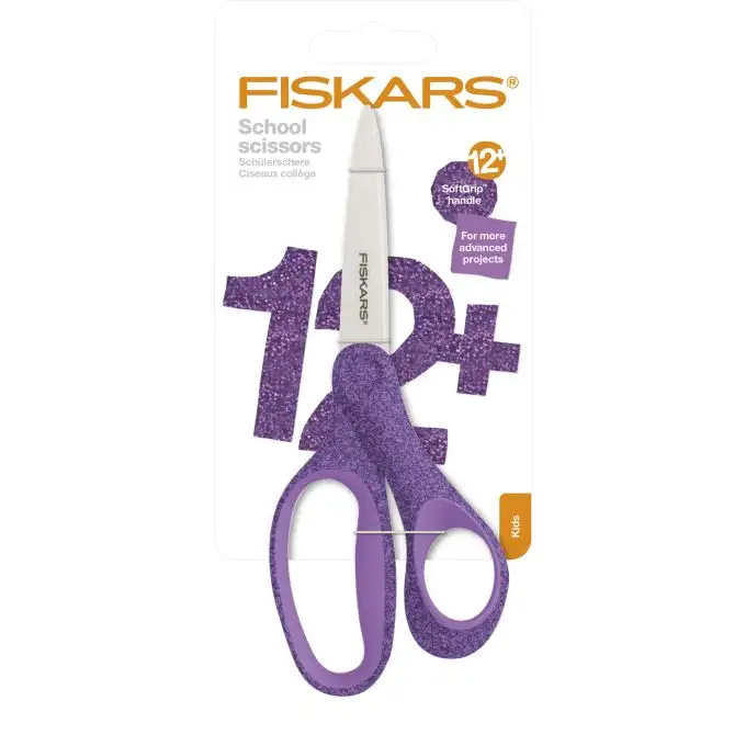 Forbici scuola softgrip 18 cm viola glitterato - Fiskars
