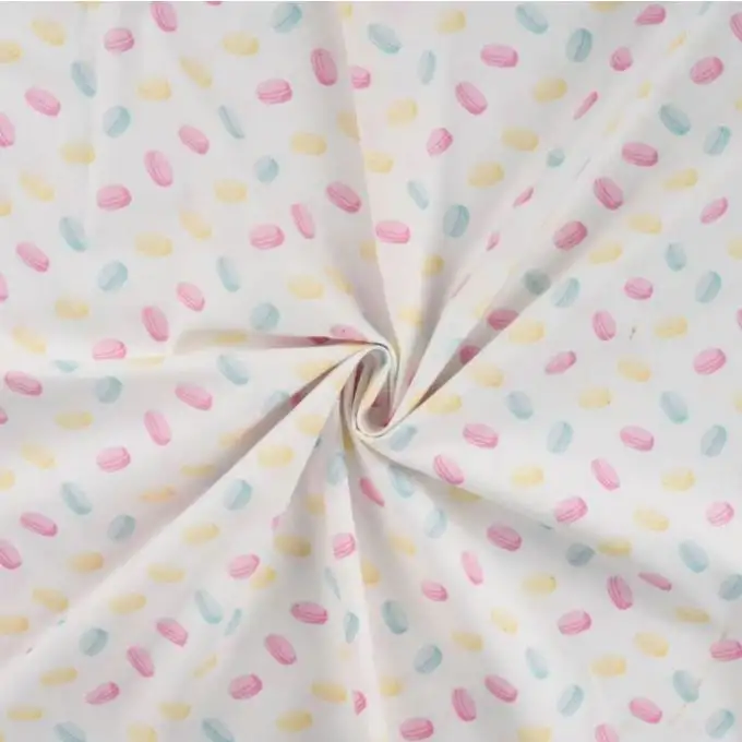 Tessuto popeline di cotone stampato macaron ecru